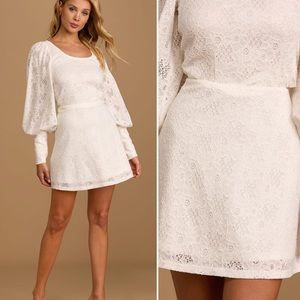 NWT Lulus White Lace Mini Skirt.